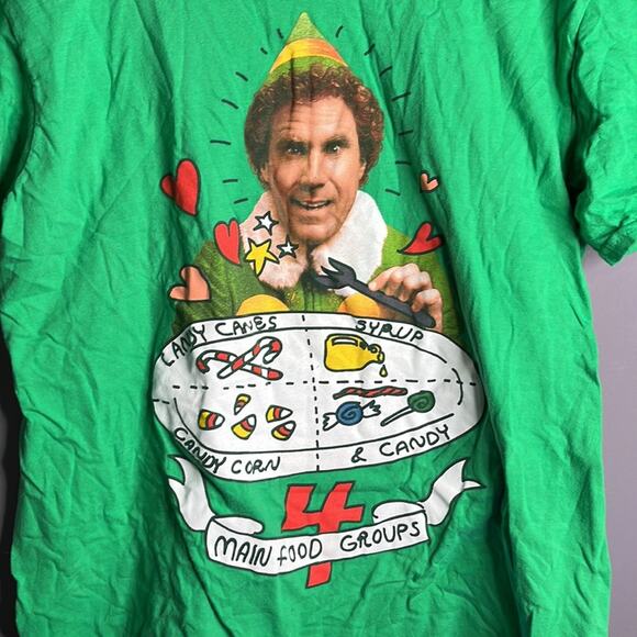 Unisex Kids Elf Green Graphic Short Sleeve Crewneck Tee Shirt Size Medium - Picture 2 of 7